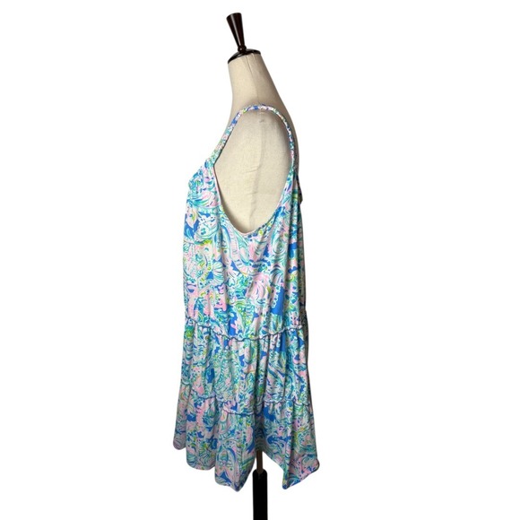 Lilly Pulitzer Dress Women XXL Blue Pink Floral Loro Swing Dream Team Mini Boho - Picture 5 of 12